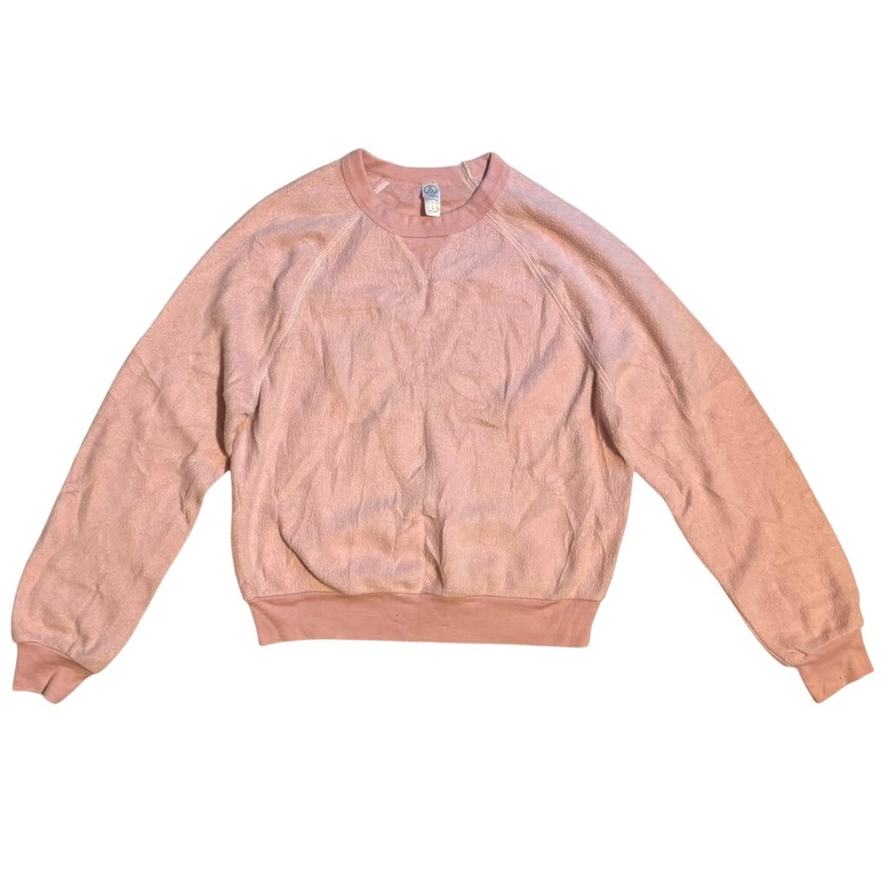 Alternative Apparel Pink Textured Fleece Raglan Sweatshirt Womens Large L